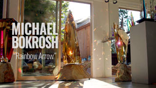 Rainbow Arrow glass art sculpture by Michael Bokrosh
